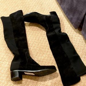 Black suede over the knee boots